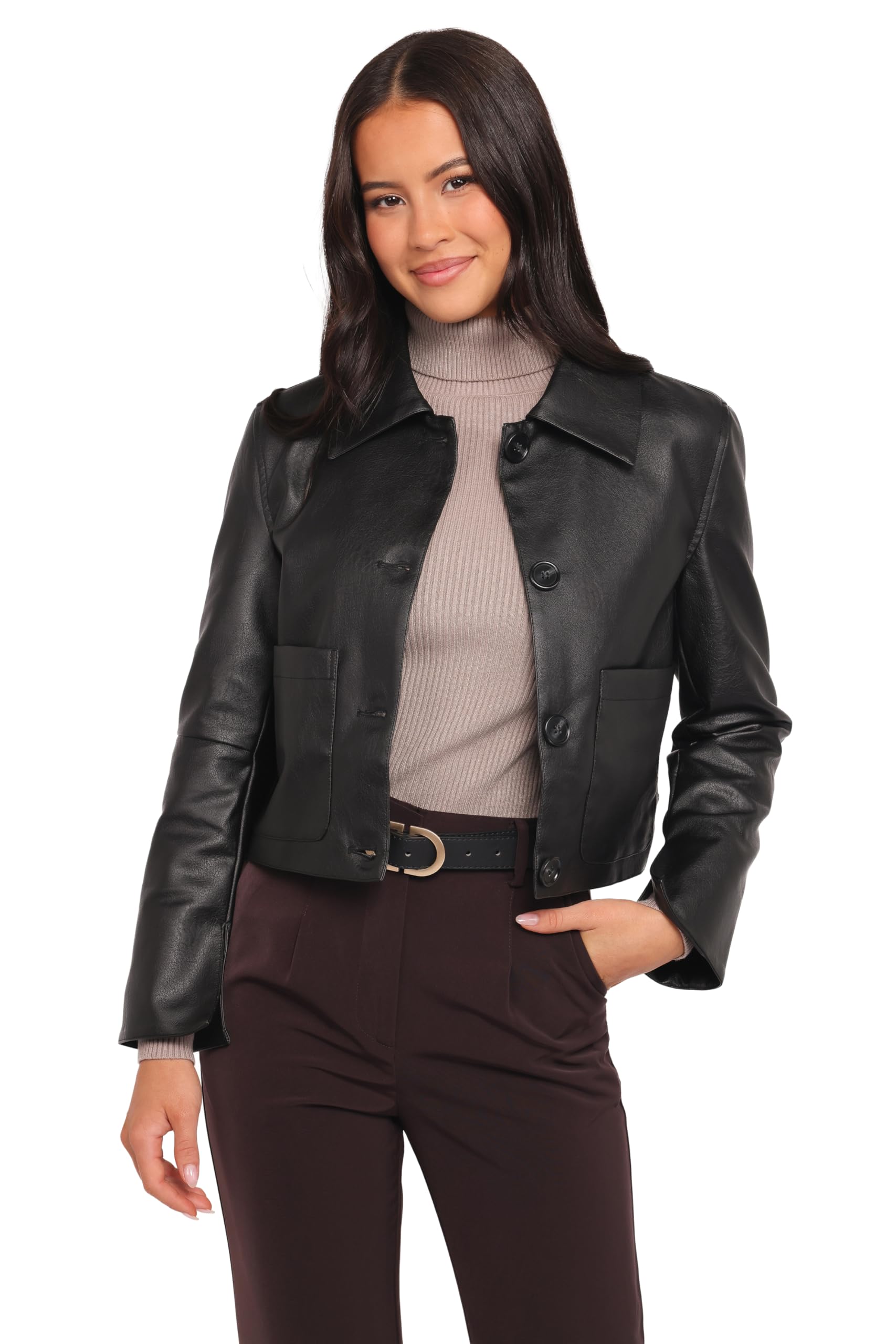 Photo 1 of Hope Crop Faux Leather Jacket - Black M