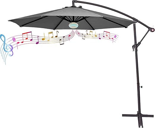 parasol with solar lights and bluetooth