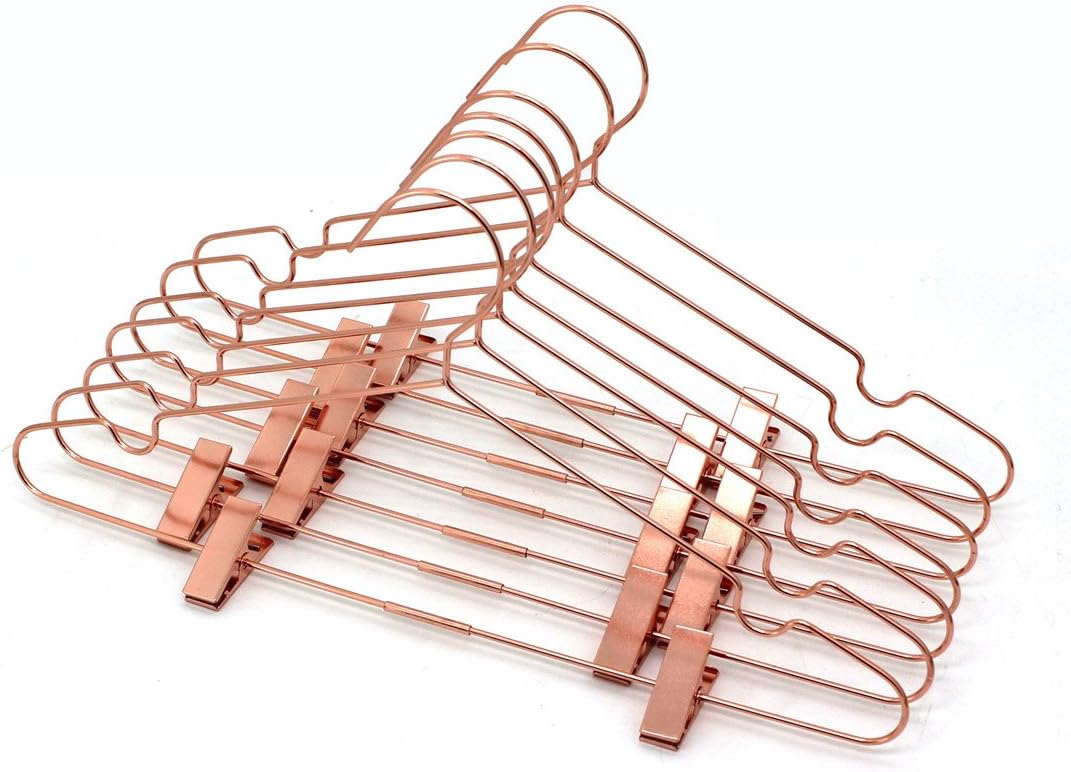 25Pack Koobay 16.5" Metal Hook Wire Rose Gold Copper Hangers with Clips Clothes Stroage Coat Hangers