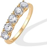 PAVOI 14K Gold Plated Premium Cubic Zirconia Engagement Ring for Women | Promise Eternity Ring Jewelry
