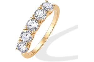 PAVOI 14K Gold Plated Premium Cubic Zirconia Engagement Ring for Women | Promise Eternity Ring Jewelry