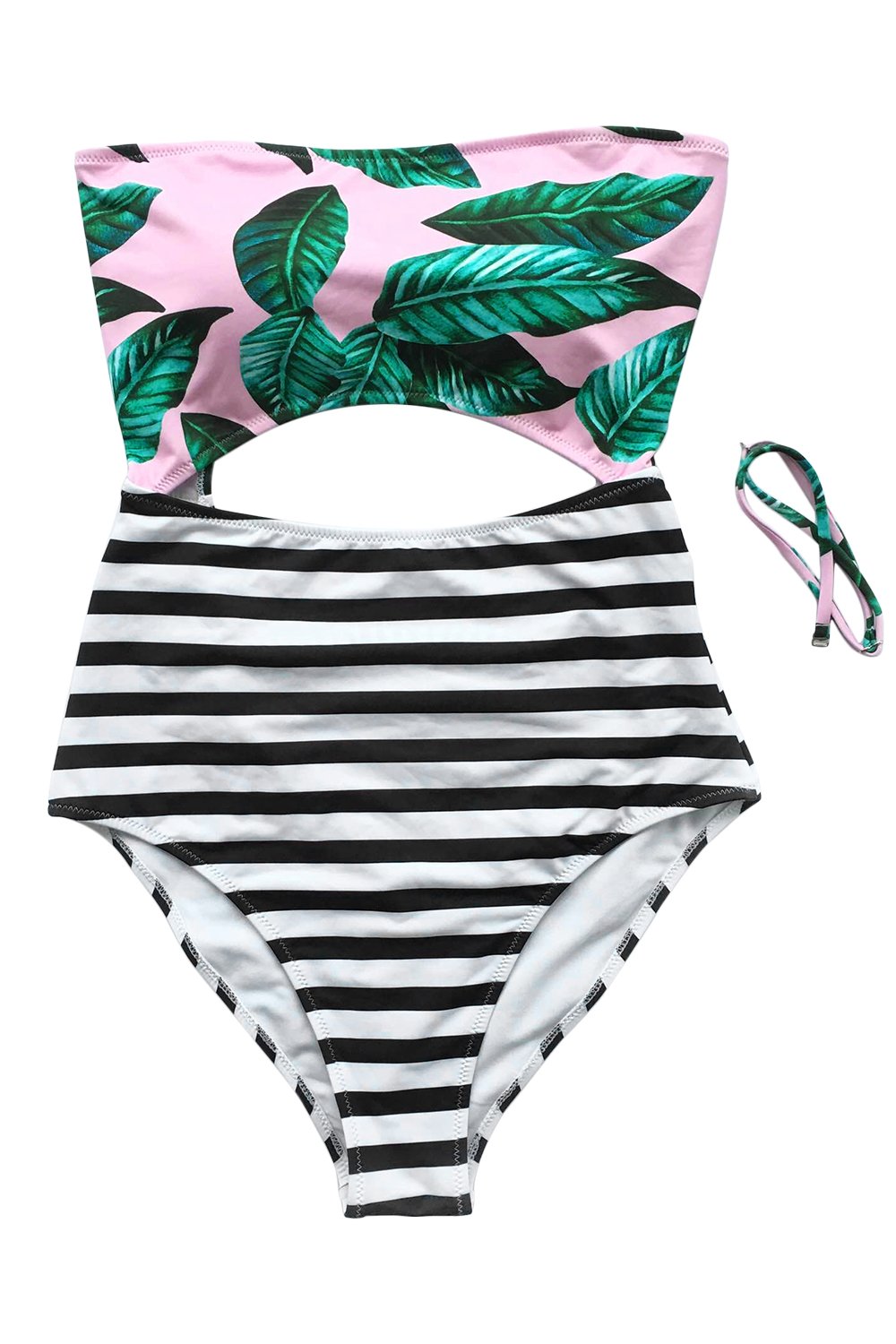 CUPSHE Women's Halter Design Printing Tie at Back One-Piece Padding Swimsuit