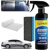 Car Coating Spray Set, Quick Effect Coating Agent, Quickly Coat Car Wax, Scratch Wax Polish Spray Extremely Hydrophobic, Oil Film Emulsion Glass Cleaner (1PCS+Sponge+Cloth)