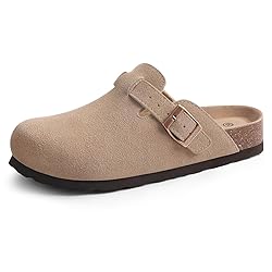 ODOLY Genuine Suede Clogs for Women Men Soft Cork