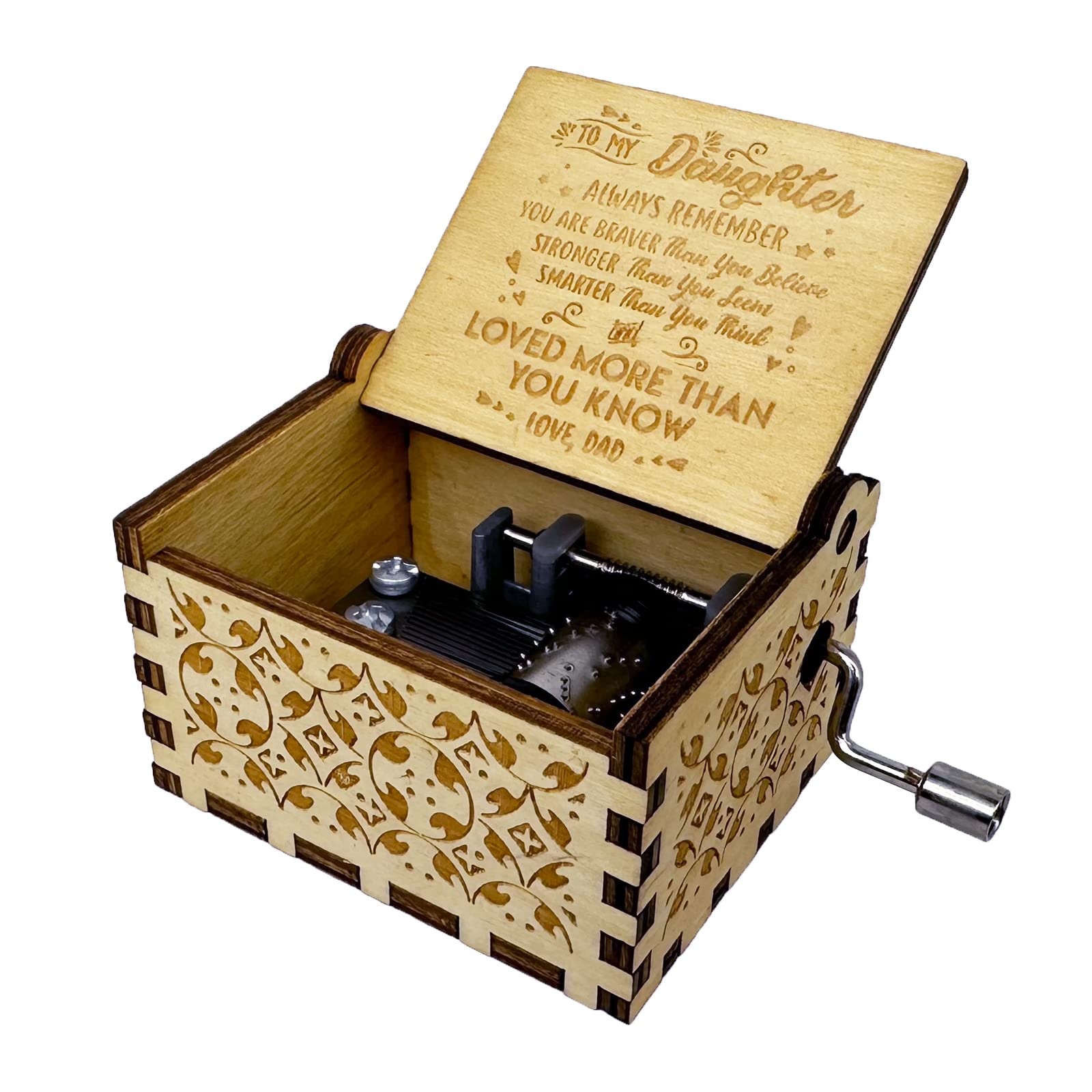 Youtang You are My Sunshine Music box 18 Note Hand Crank Engraved Wood Music Box Antique Vintage Gift for Christmas Birthday Graduation (From Dad to Daugther)…