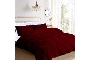 Magic Drapes Pinch Pleated Duvet Cover 3 Piece 100% Egyptian Cotton with Zipper Closure & Corner Ties 800 Thread Count Pintuck Tufted Pattern Comforter Cover (Burgundy, Super Oversized King)
