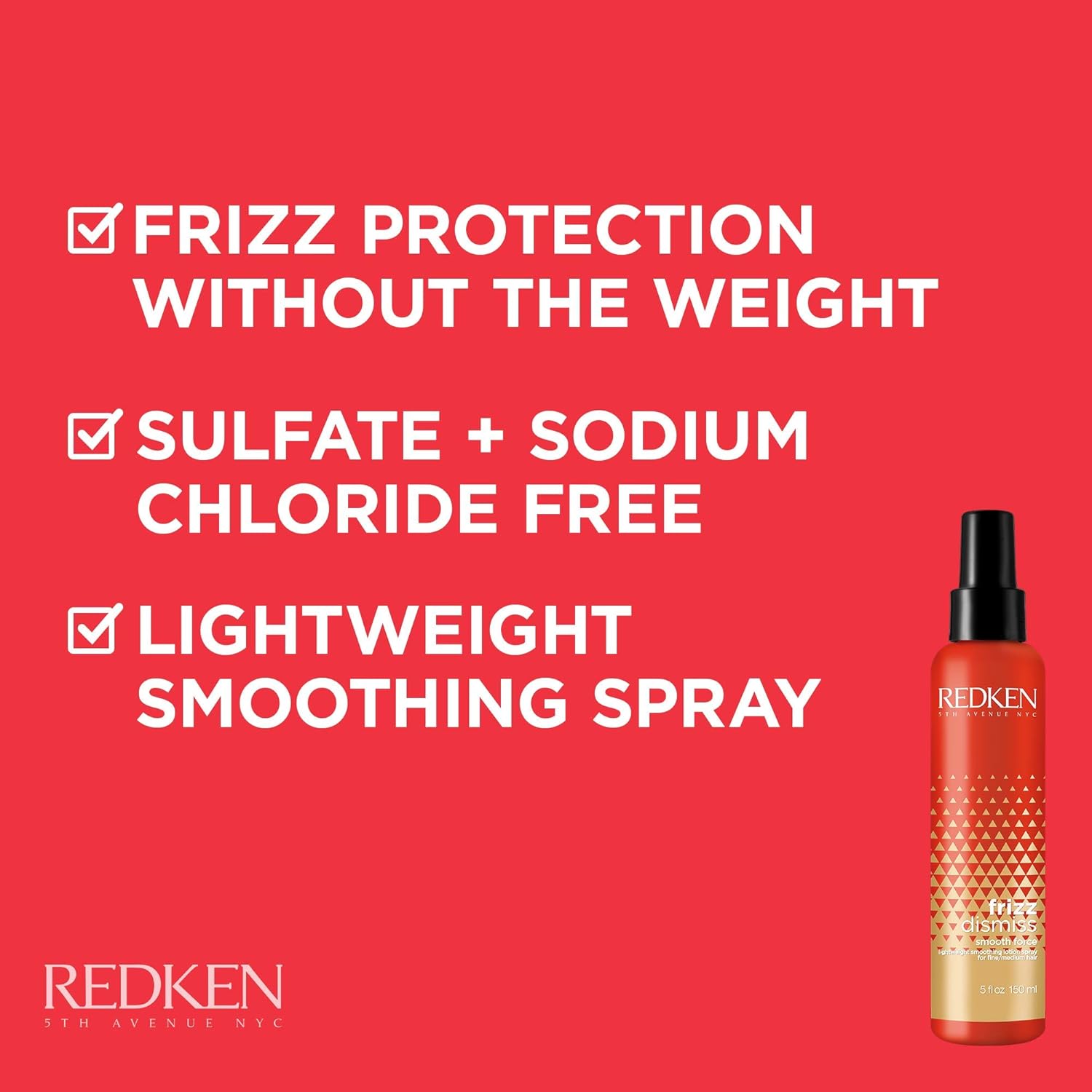 Redken Frizz Dismiss Smooth Force | For Frizzy Hair | Lightweight Smoothing Lotion Spray Detangles & Protects Against Frizz | Sulfate Free | 5 Fl Oz: Premium Beauty