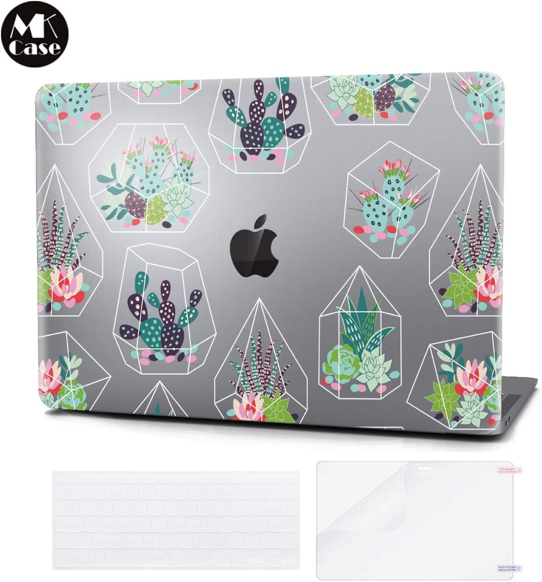 MacBook Pro 13" Case Transparent with Retina Display, Plastic Hard Shell & Keyboard Cover & Screen Protector Only Compatible with MacBook Pro 13(Models:A1706/A1708/A1989/A2159), Cactus