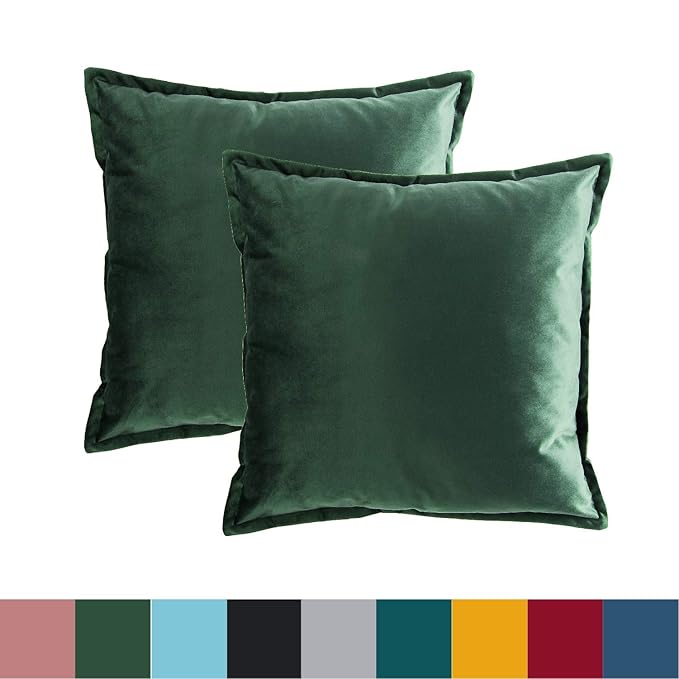Bedsure Kissenhülle Kissenbezug 40x40 cm Grün 2er Set für Sofakissen Dekokissen - Samt Kissenbezüge Zierkissenbezug für Weihn