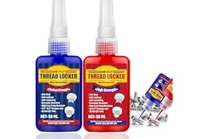 GNEOCO Thread Lock Blue and Red, Threadlocker Medium and Strong Strength, Thread Locker for Nuts, Bolts, Fasteners and Metals, Anaerobic Curing Screw Glue to Prevent Loosening (Blue and Red)