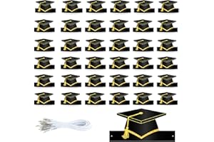 36Pcs Graduation Cap Paper with Elastic Bands,Adjustable Grad Hat Headband for Kids,Perfect Grad Decor Party Prop