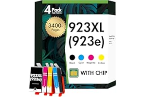 TONER H-PARTY 923 923XL Ink Cartridges Combo Pack with Chip: Replacement for HP Printers Ink 923e 923 923XL for HP923 OfficeJet Pro 8130 8120 8122 8124 8125 8132 8134 8135 Printer（4 Pack B/C/M/Y）