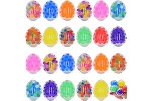 Menzcci 24 Pack Mini Easter Eggs Squeeze Toys Stress Balls Squishy Toys for Kids Boys Girls Easter Egg Hunt Easter Basket Stuffers Egg Fillers Party Favors Gifts