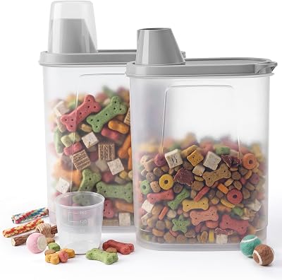 Citylife 2 Pack Dog Food Container Airtight 2.3 L with Pour Spout Grey