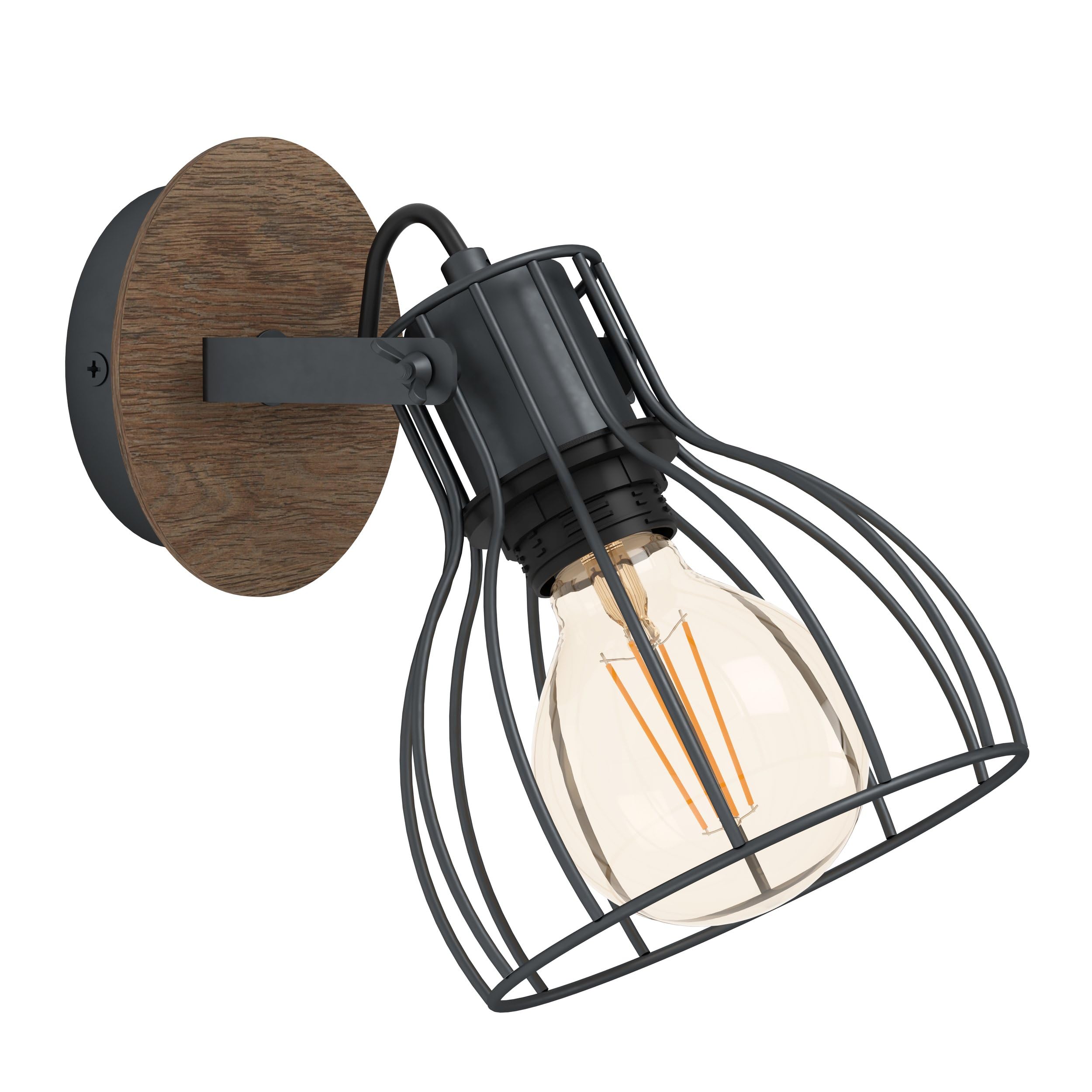 EGLO Sambatello Wall Light 1-Bulb Vintage Wall Light in Retro Look, Material: Steel, Colour: Brown, Socket: E27