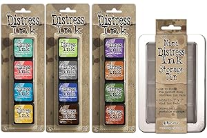 Ranger Tim Holtz Distress Mini Ink Pad Kits with Storage Tin - #13, 14, 15 - Bundle of 4