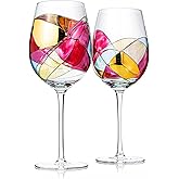 Artisanal Hand-Painted Renaissance Stained Glass Wine Glasses – 2-Piece Set – Mother’s Day Idea for Her or Him – Birthday, Housewarming – Large 29oz Stemmed Goblets, Glassware Gifts for Women