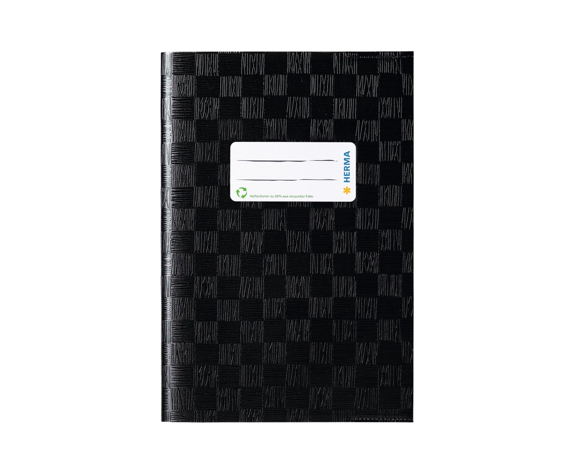 HERMA 7429 Notebook Covers A5 Raffia Black, Pack of 25, Book Covers with Label & Raffia Structure Made of Durable & Wipe-Clean Polypropylene Film, Notebook Cover Set for School Notebooks, Coloured — image 1