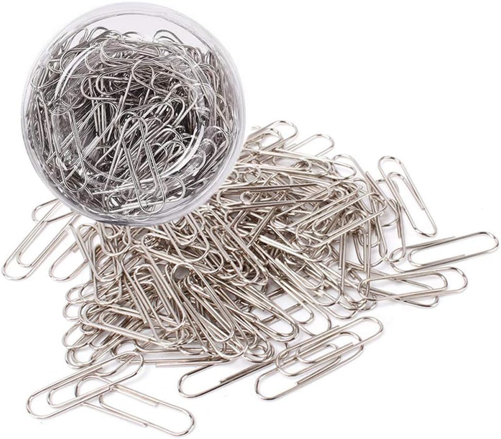 100 pcs Small Silver Paperclips Smooth Paper Clips Mini Metal Paper Clip Holder