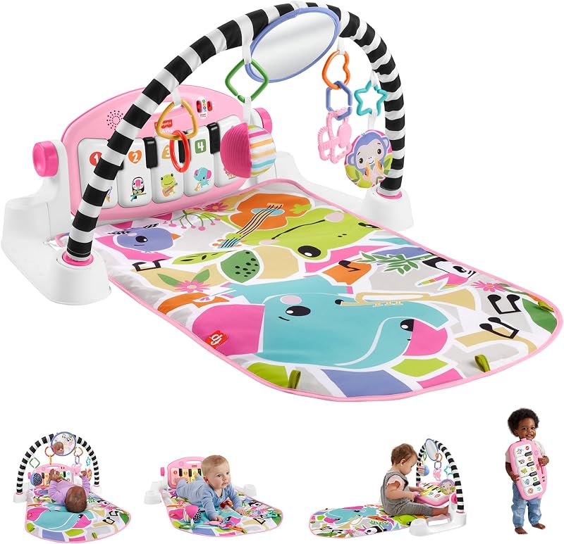 Fisher-Price Glow and Grow Kick & Play Piano Gym Pink HYH63 Queens English