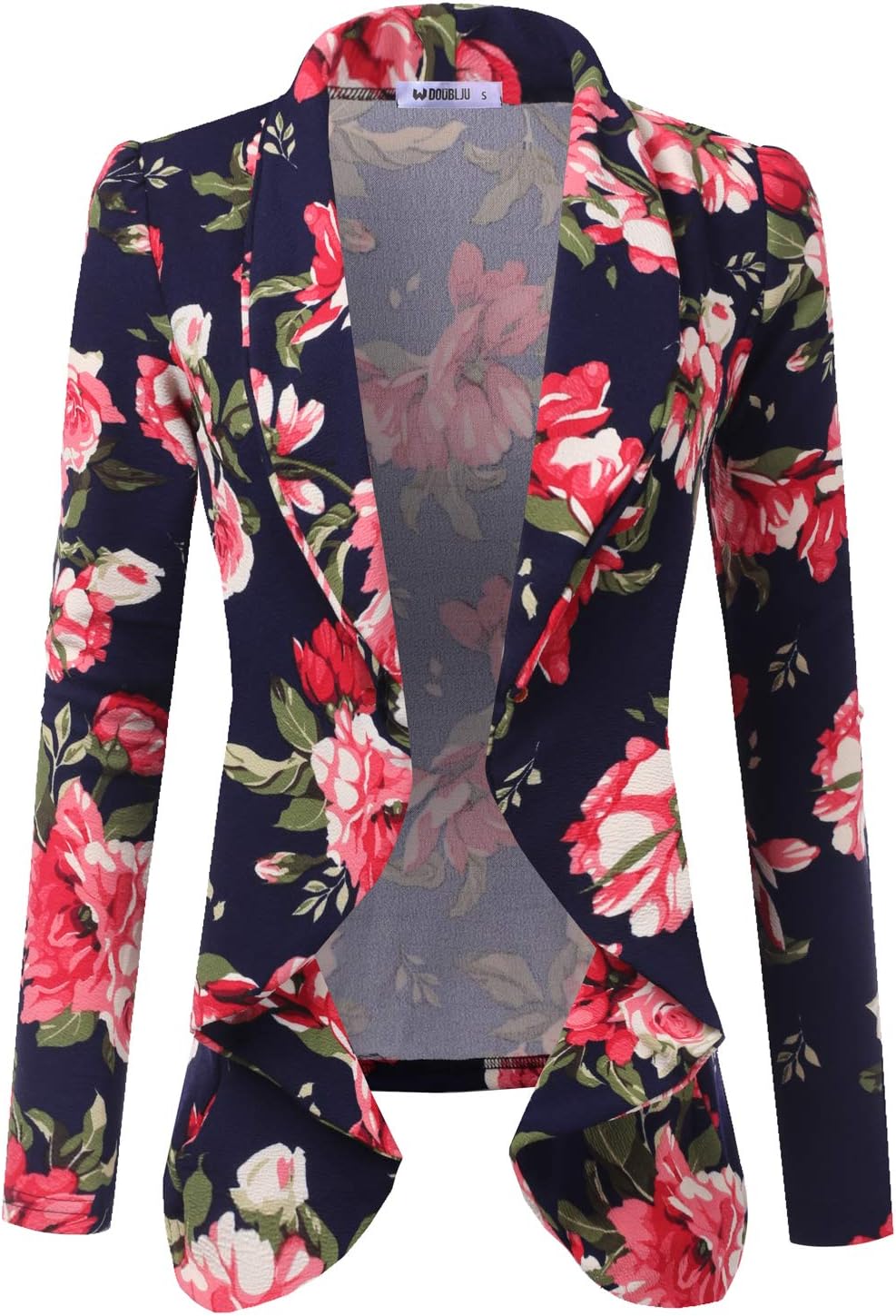 Doublju Classic Draped Open Front Blazer for Women with Plus Size