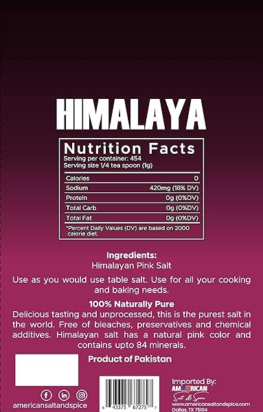 AMERICAN SALT & SPICE HIMALAYA PINK SALT – TABLE SALT 1.76LB – 100% NATURAL HIMALAYAN- CONTAINS 84 MINERALS – FOR COOKING AND ALSO SUITABLE FOR BODY BATH SCRUBS