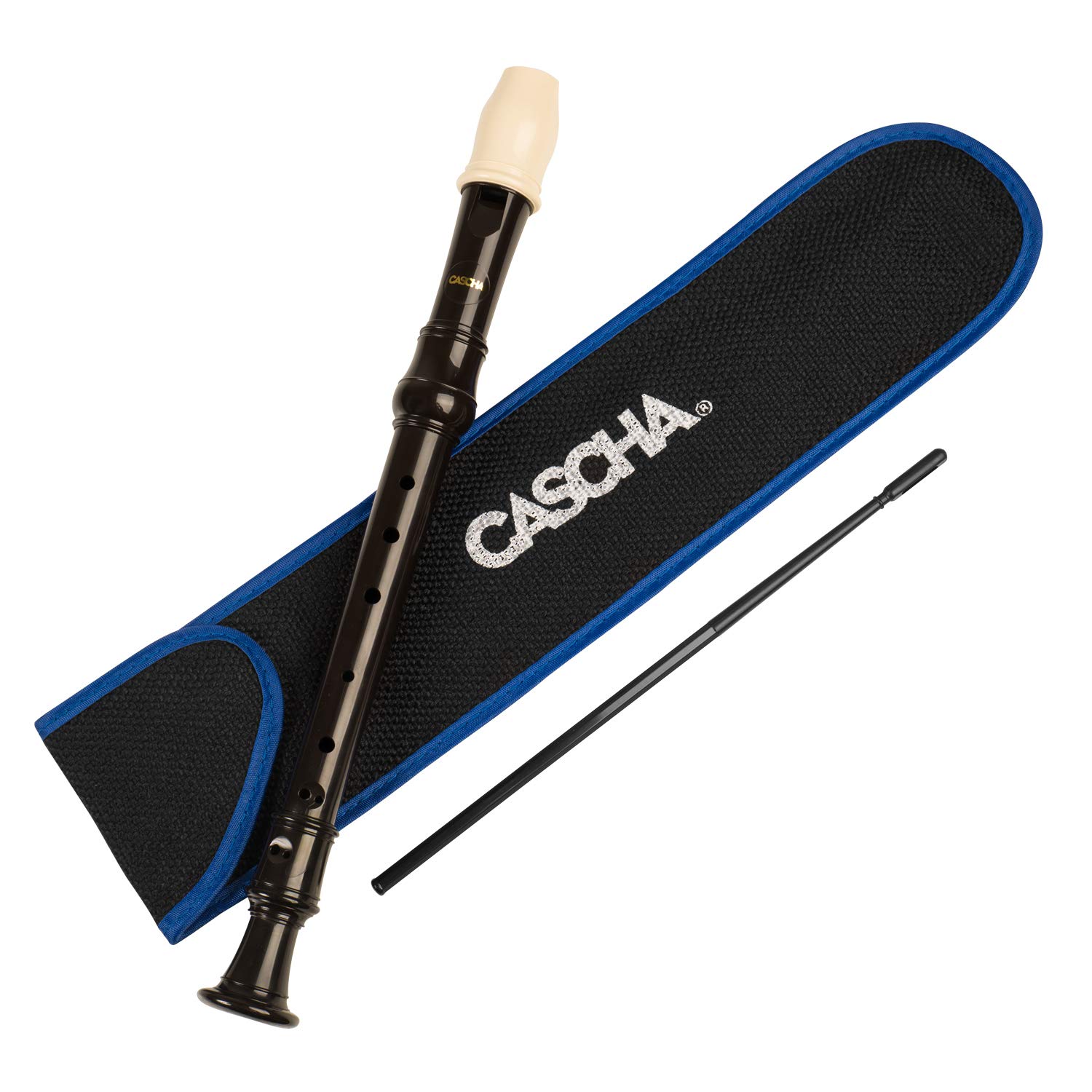 CASCHA soprano-recorder-set for children & beginners - beginner's set incl case recorder-cleaner fingering chart - baroque fingering - ideal for music school - plastic recorder for children