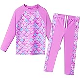 Girls Two Piece Swimsuit Long Sleeve Floral Bathing Suit UPF 50+ Summer Beach Swimwear