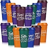 Pickmesh 15 Pcs Employee Appreciation Gifts Bulk 16 oz Plastic Tumbler with Lid Inspirational Staff Thank You Gifts for Team Reusable Travel Coffee Cups for Coworker Volunteer Teacher (Multicolor)