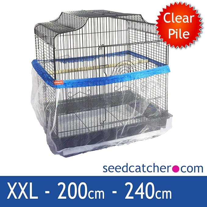 Bird Cage Tidy Seed Catcher Guard Skirt Style Clear Pile Blue XXL