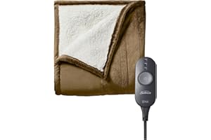 Sunbeam Royal Mink Sherpa Honey Heated Personal Throw Blanket Cozy-Warm Adjustable Heat Settings