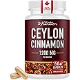 Extra Strength Organic Ceylon Cinnamon Capsules | 1200mg | Sugar Control Support | True Sri Lanka Ceylon Cinnamon Powder | Ci