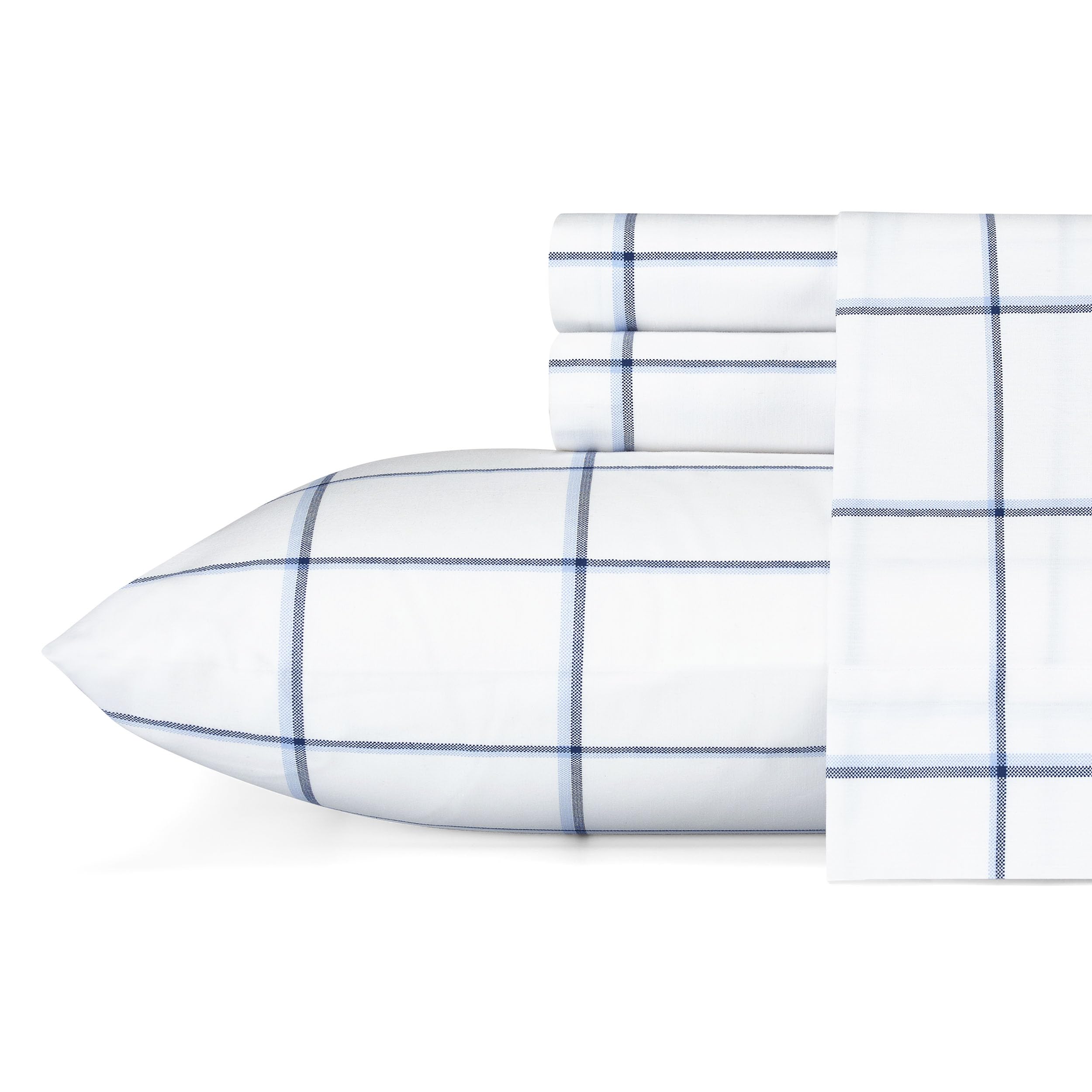Nautica Cotton Percale Bedding Set, Crisp & Cool, Lightweight & Breathable, 100%, Plot Blue/White, Queen — image 1