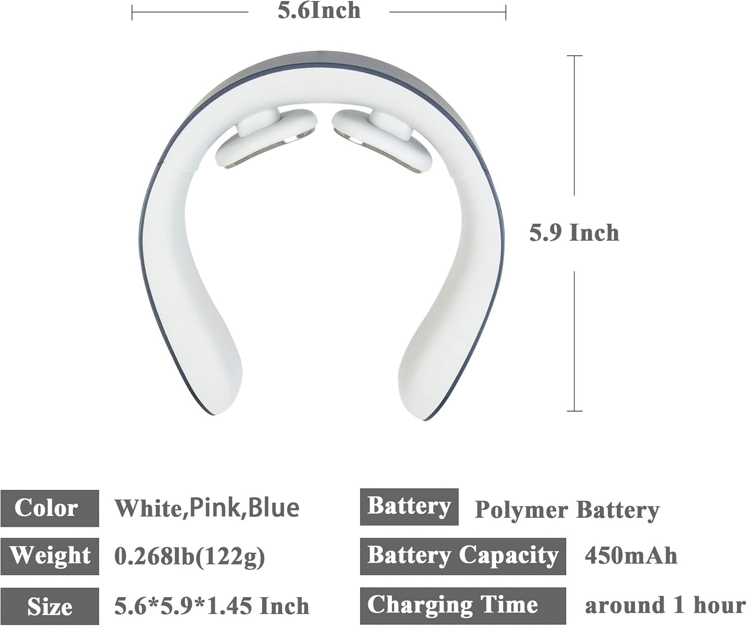 Neck Massager, Intelligent Portable Neck Massage Equipment with Heat, 5 Modes 15 Levels Deep Tissue Trigger Point Massage Use at Office, Travel, Home, Car（Blue）: Health & Personal Care