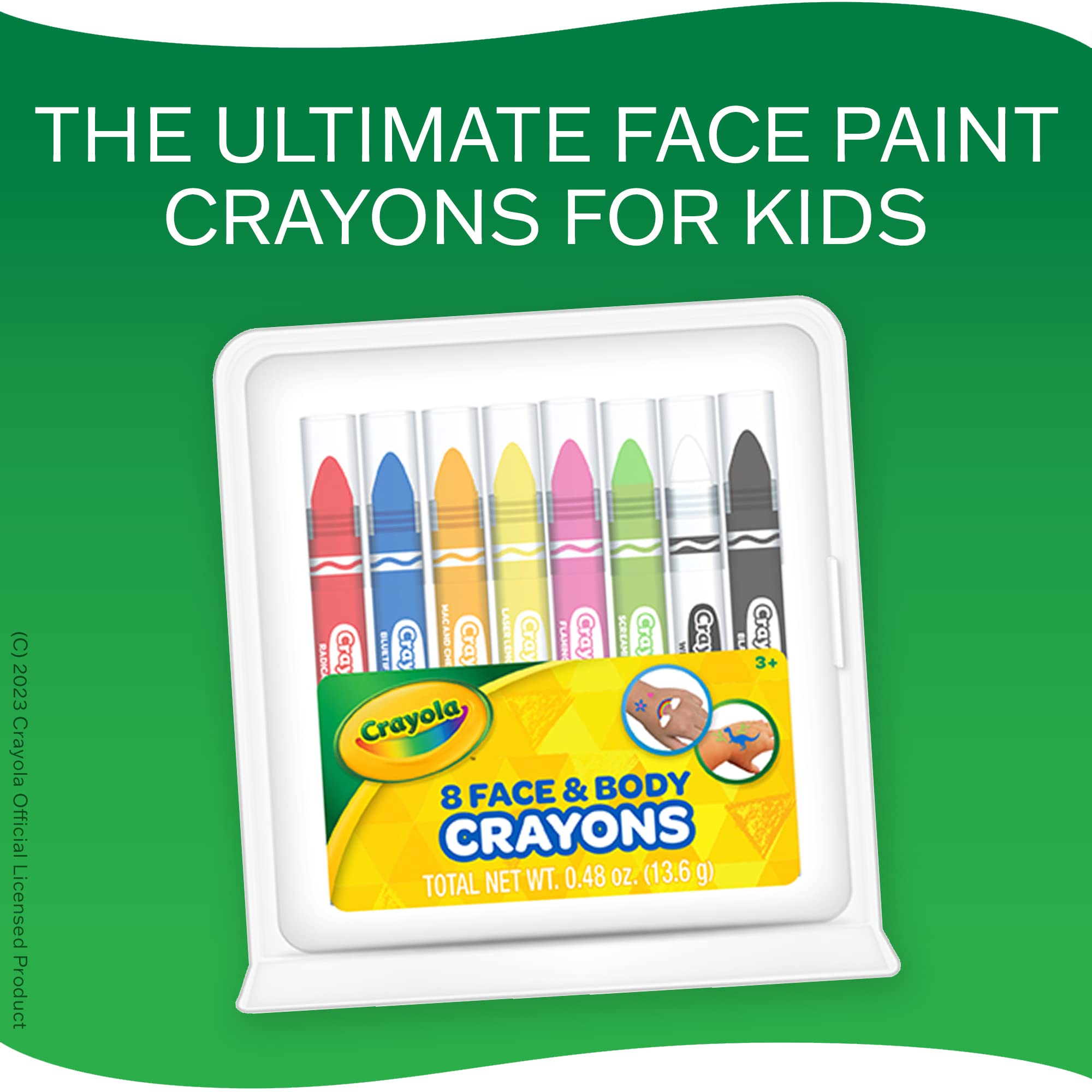Crayola Face & Body Paint Crayons for Kids and Costumes, Washable Body Paint Markers Pack of 8 Classic Colors