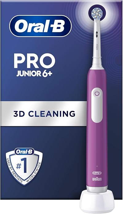 Oral-B Pro Junior Electric Toothbrush Purple Handle 6+ Designed by Braun