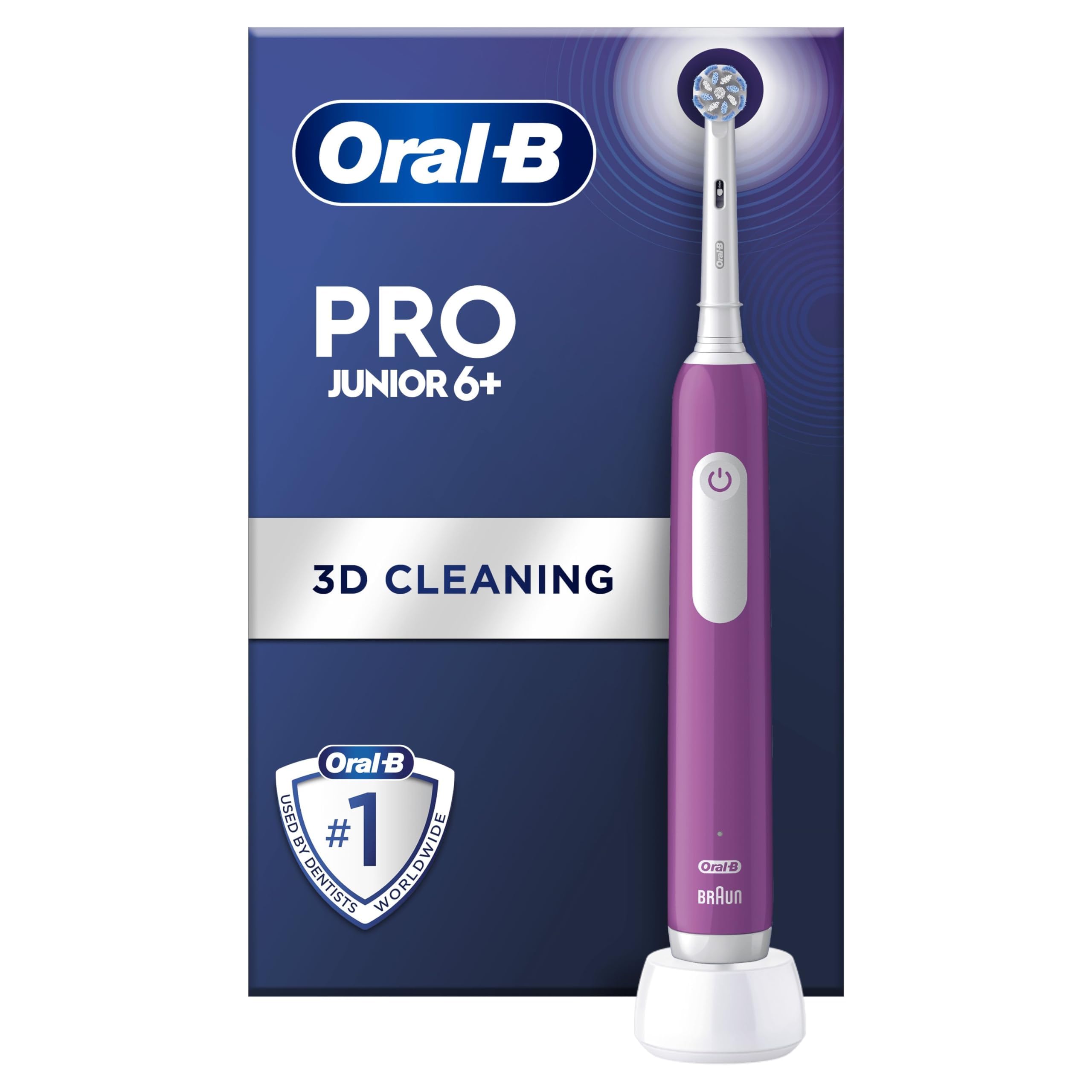Oral-B Pro Junior Electric Toothbrush, 1 Purple Handle, 1 Toothbrush Head, Designed By Braun, For Ages 6+