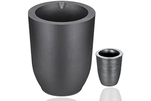 MIAKEED Graphite Crucible Set, 6KG Furnace Casting Melting Metal Crucible and 0.5KG Small Black Carbide Furnace Torch Casting Metal Cup for Gold Silver Copper