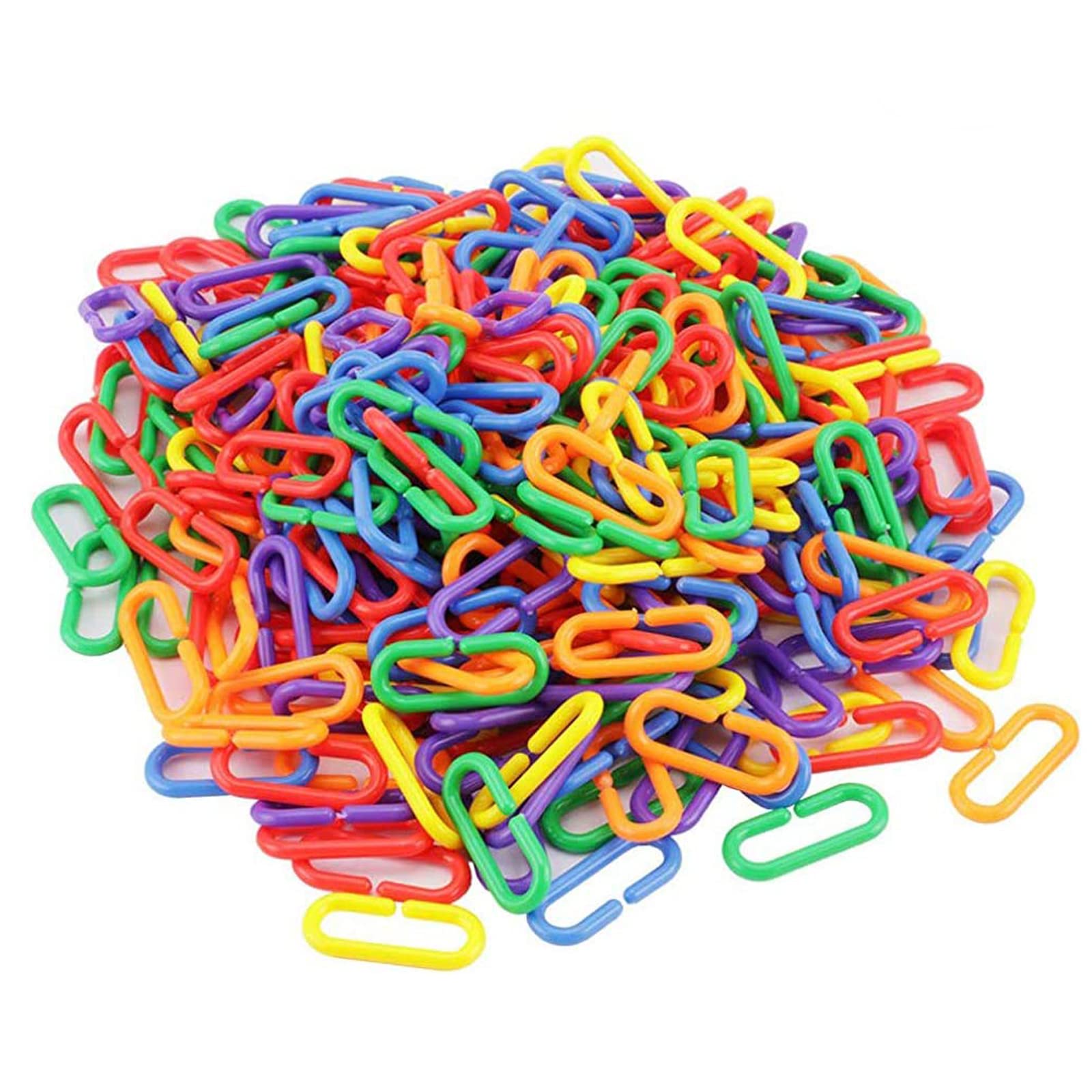 iwobi 400 Pcs Colorful Plastic C-Clips Hooks Chain, Children's Learning Toy Parrot Bird Toy Parts