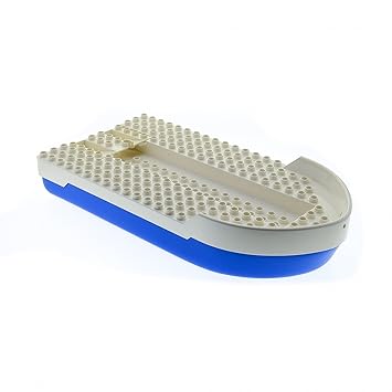 1 X Lego Duplo Schiff Weiss Blau 12x23 Fähre Boot Mit Rampe