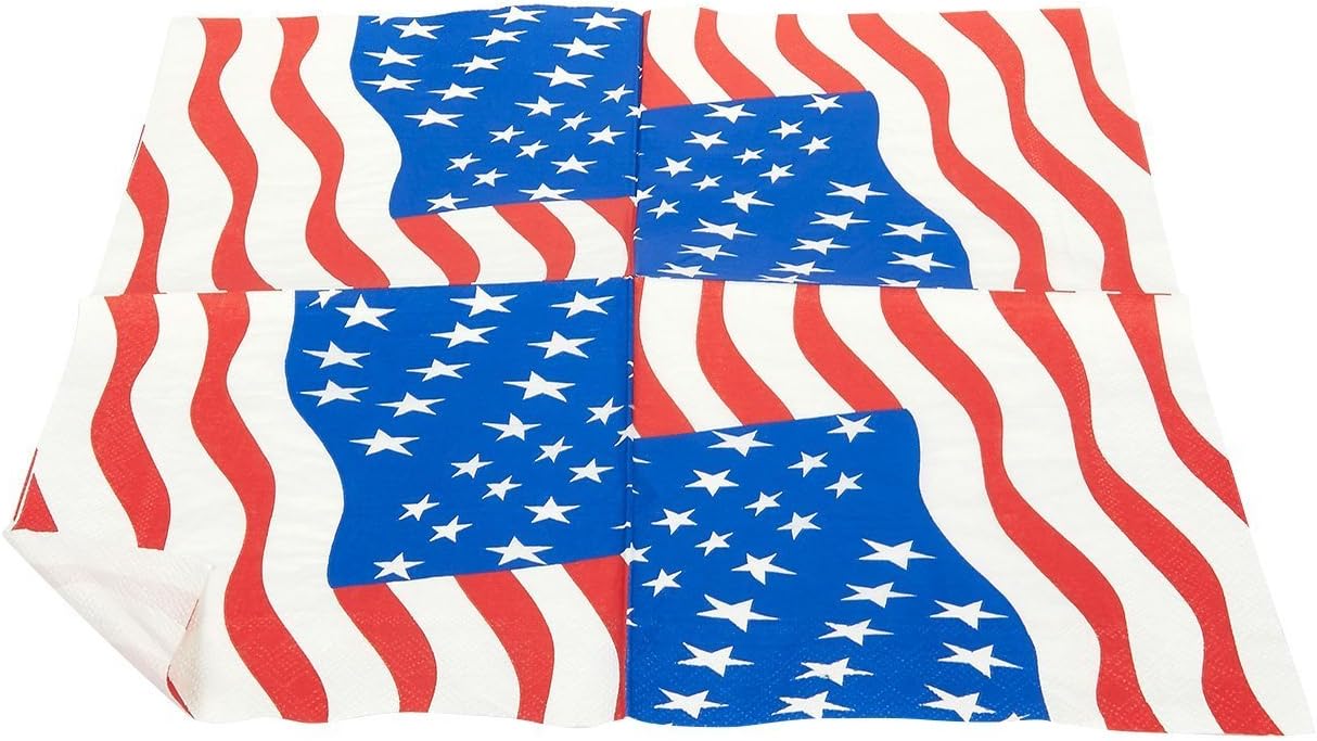 American Flag Party Bundle, Includes Paper Plates, Napkins, Cups and Cutlery (Serves 24, 144 Total Pieces): Toys & Games