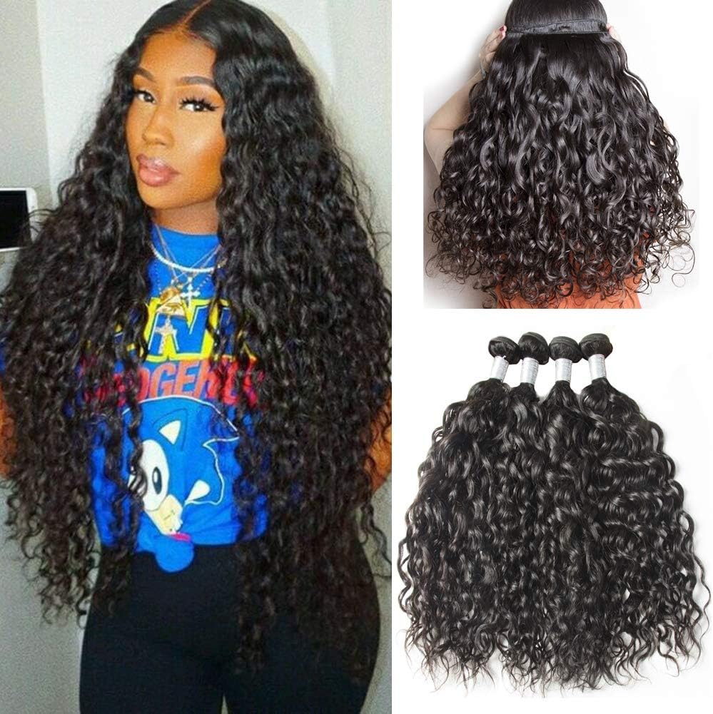 Water Wave Human Hair Bundles, UDU Malaysian Ocean Wave Wet and Wavy Bundle Deals 100 Human Hair Weave Extensions Remy Hair Bundles 100g/bundle Malaysian Water Curly Hair