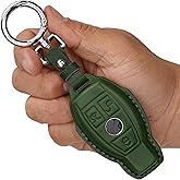 CISUI Leather Key fob Cover,Keychain Shell,Key case Protector Compatible with Mercedes Benz C E M S CLS CLK G AMG Smart Key (Green)