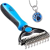 Pet Grooming Tool - 2 Sided Undercoat Rake for Cats & Dogs - Safe Dematting Comb for Easy Mats & Tangles Removing - No More N