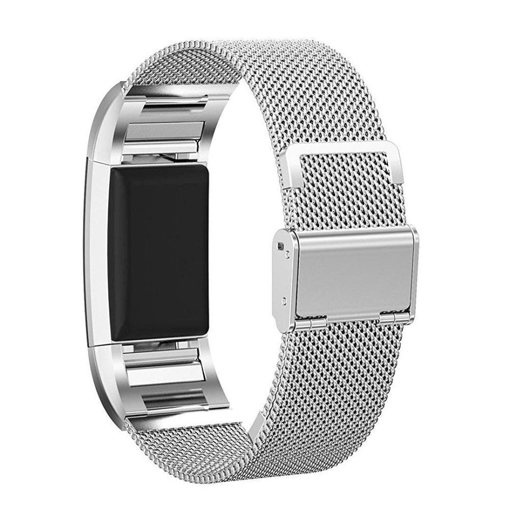 IOQSOF For Fitbit Charge 2 Bands, Milanese Loop Stainless Steel Bracelet Smart Watch Strap Newest Style Replacement Wristband for Fitbit Charge 2 Women and Men Large Small