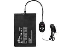 REPTI ZOO Upgrade Reptile Heat Mat with Thermostat - 8 x 12 Inch Reptile Heating Pad with Temperature Control for 30-40 gal Tank Reptiles Amphibians Hermit Crab Snake Lizard