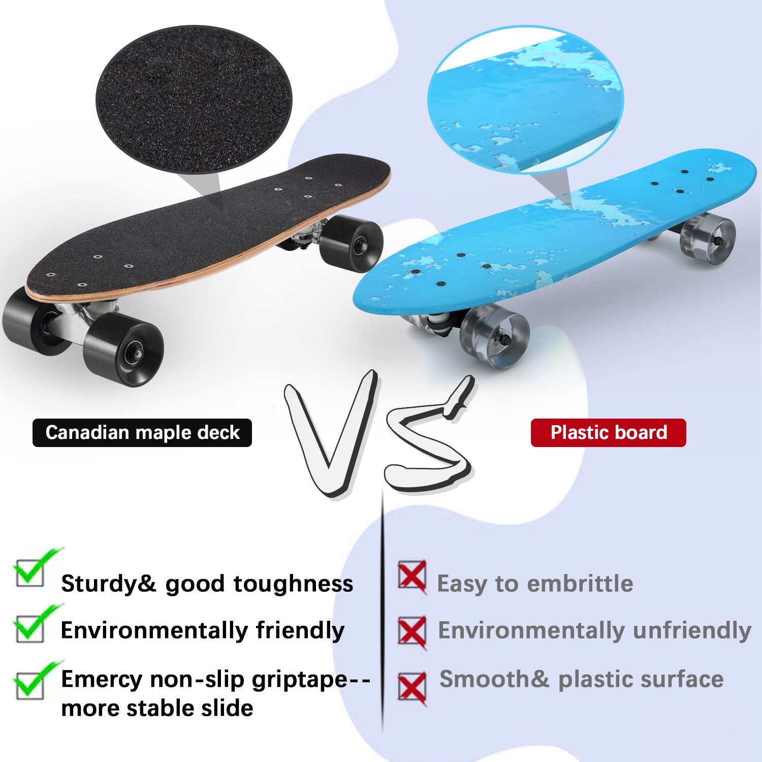 KO-ON Skateboard Complete Skateboards 22 Inch Mini Cruiser Skateboards for Beginners Kids Boys and Girls