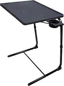 5 STAR SUPER DEALS Portable Foldable TV Tray Table Deluxe - Laptop, Eating, Drawing Tray Table Stand with Adjustable Tray with Sliding Adjustable Cup Holder (Black)