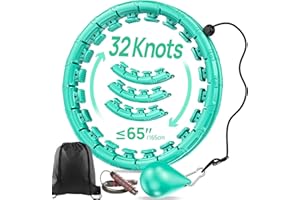 APzek Weighted Exercise Hoop Plus Size, 32 Detachable Knots for Adults & Beginners, 2 in 1 Abdomen Fitness Massage Non Fall Smart Hooola Hoop with Auto Spinning Ball