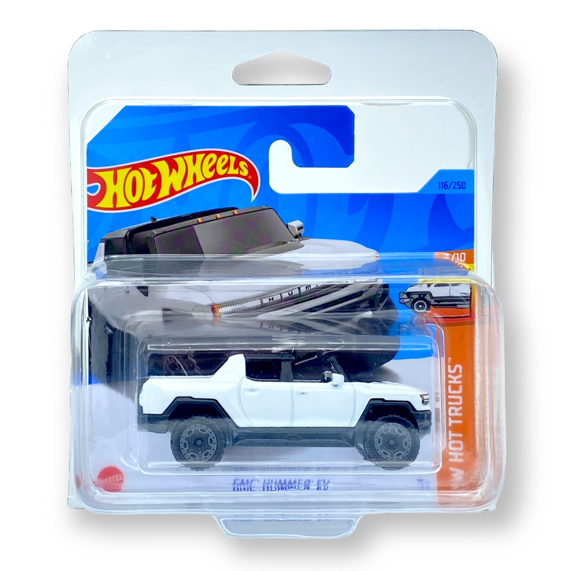 Hot Wheels GMC Hummer (White) 3/10 HW Hot Trucks 2023-116/250 (Short Card) - COMES IN A KLAS CAR KEEPER PROTECTIVE COLLECTORS CASE - HKJ00